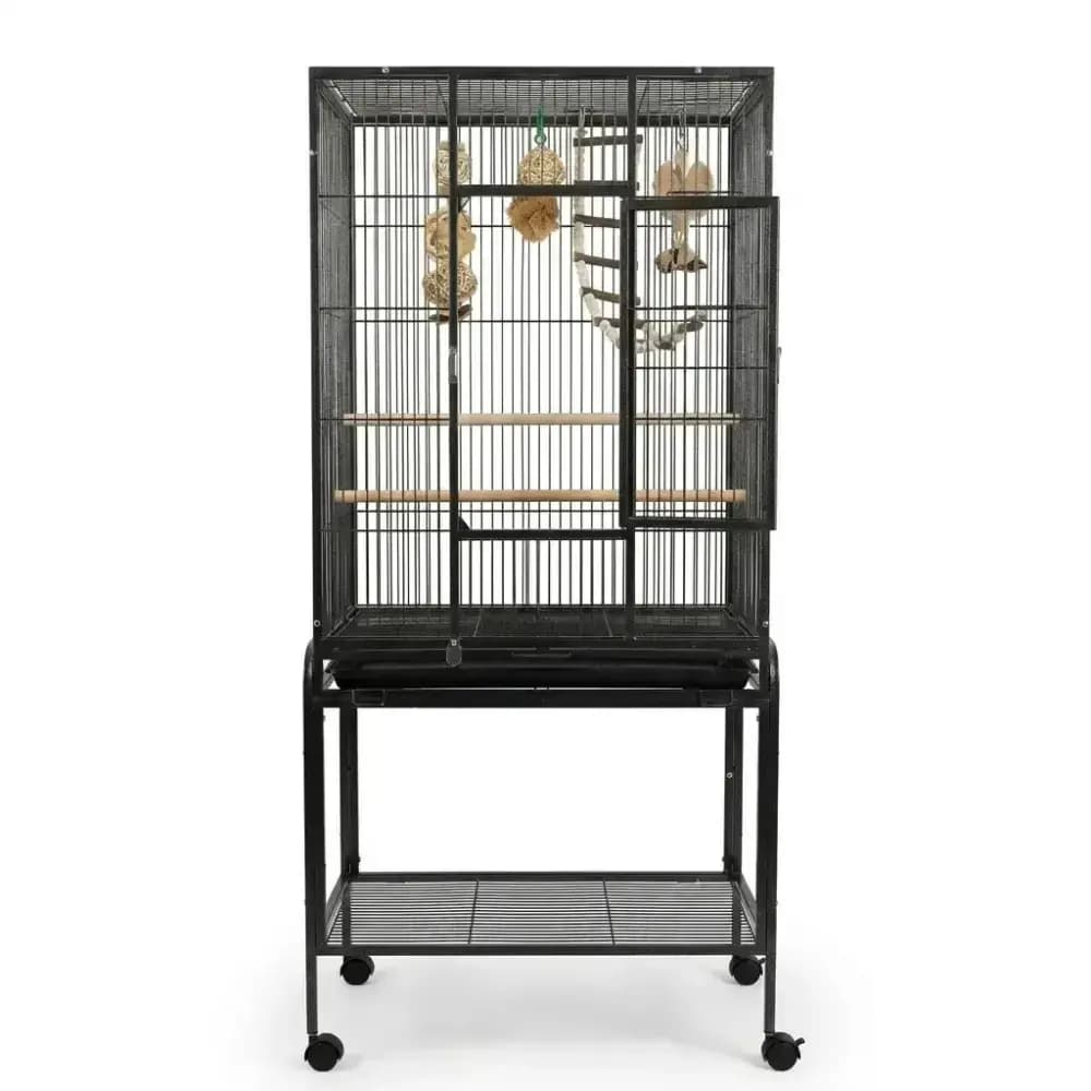 Small economy grey bird cage with wheels